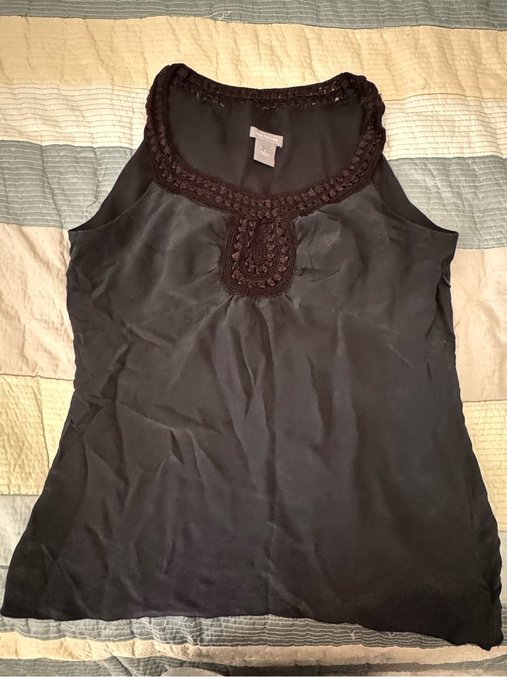 Black Sleeveless Crochet-Trim Top - Women
